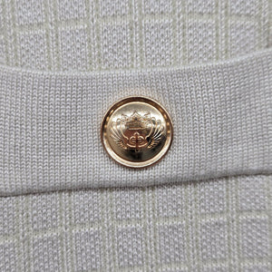 Vintage Sioni Beige Gold Button Textured Knit Cardigan - Size XS