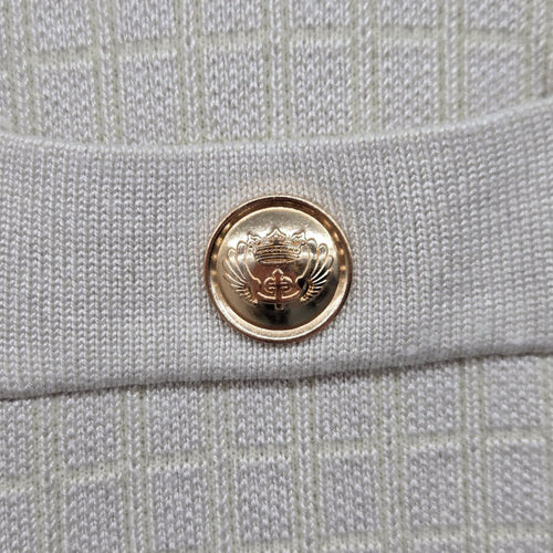 Vintage Sioni Beige Gold Button Textured Knit Cardigan - Size XS