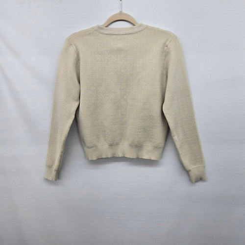 Vintage Sioni Beige Gold Button Textured Knit Cardigan - Size XS
