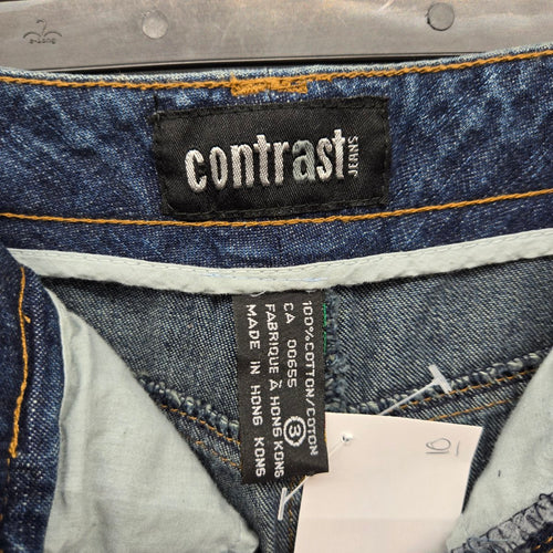 Vintage Contrast Jeans Dark Blue Denim Maxi Skirt - Size 3