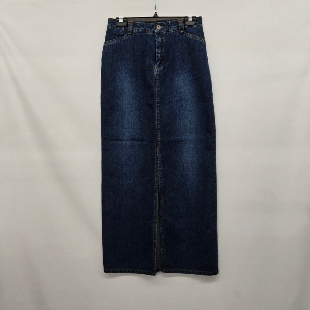 Vintage Contrast Jeans Dark Blue Denim Maxi Skirt - Size 3