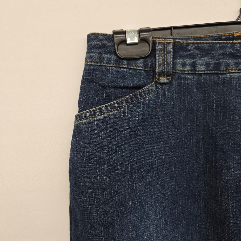 Vintage Contrast Jeans Dark Blue Denim Maxi Skirt - Size 3