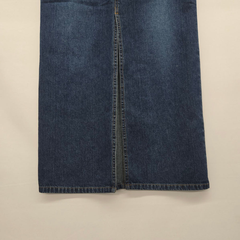 Vintage Contrast Jeans Dark Blue Denim Maxi Skirt - Size 3