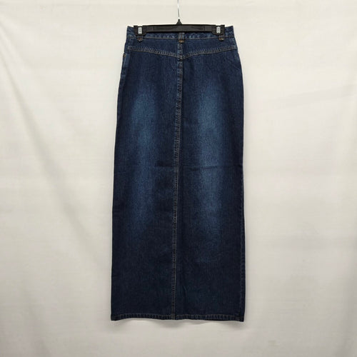 Vintage Contrast Jeans Dark Blue Denim Maxi Skirt - Size 3