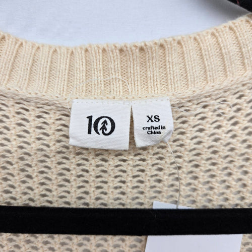 Tentree Cream Organic Cotton Open Knit Cropped Cardigan Sweater - Size XS
