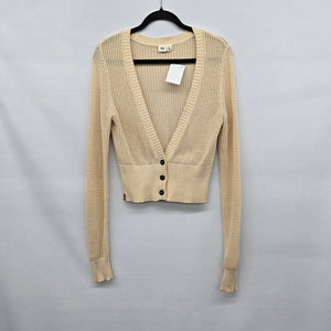 Tentree Cream Organic Cotton Open Knit Cropped Cardigan Sweater - Size XS