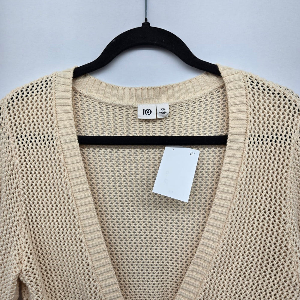 Tentree Cream Organic Cotton Open Knit Cropped Cardigan Sweater - Size XS