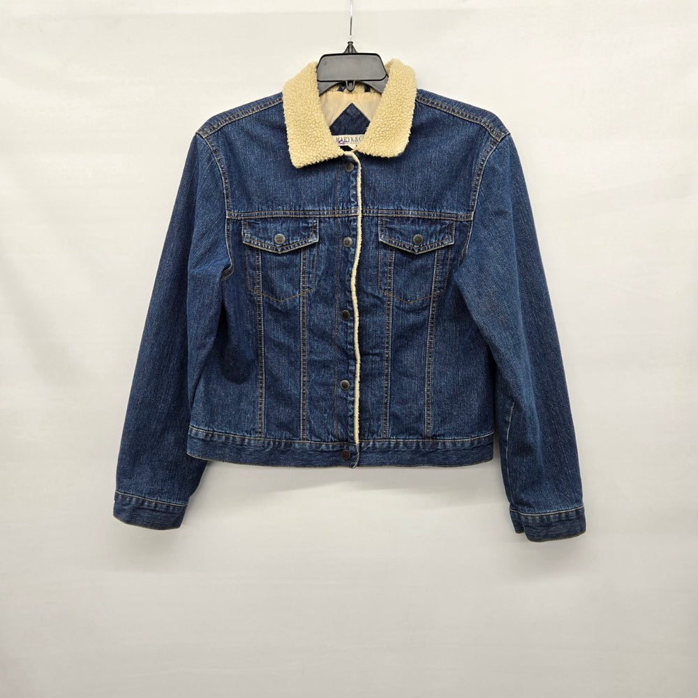 Vintage Maryk & Co. Blue Denim Jacket with Shearling Collar Size L