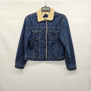 Vintage Maryk & Co. Blue Denim Jacket with Shearling Collar Size L