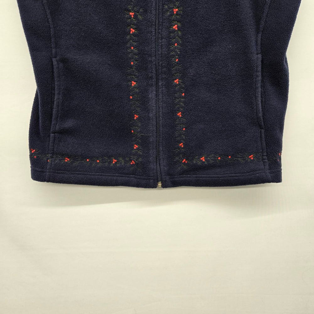 Vintage Northern Reflections Navy Fleece Christmas Embroidered Zip Vest - Size L
