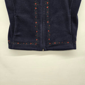 Vintage Northern Reflections Navy Fleece Christmas Embroidered Zip Vest - Size L