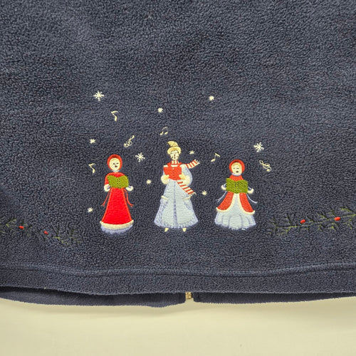 Vintage Northern Reflections Navy Fleece Christmas Embroidered Zip Vest - Size L