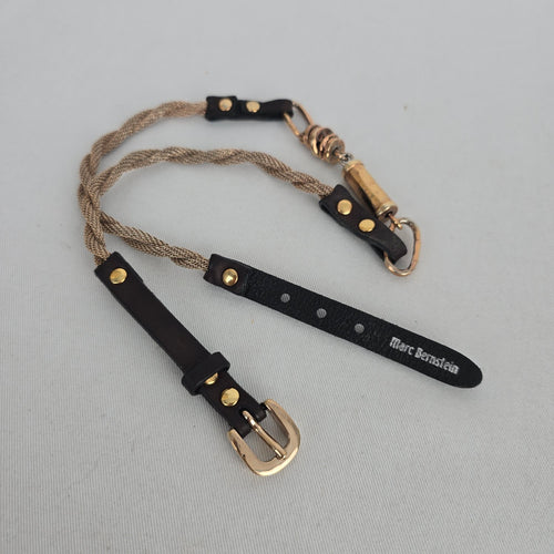 Marc Berstein Gold Tone Mesh Chain & Brown Leather Multi-Strand Bracelet
