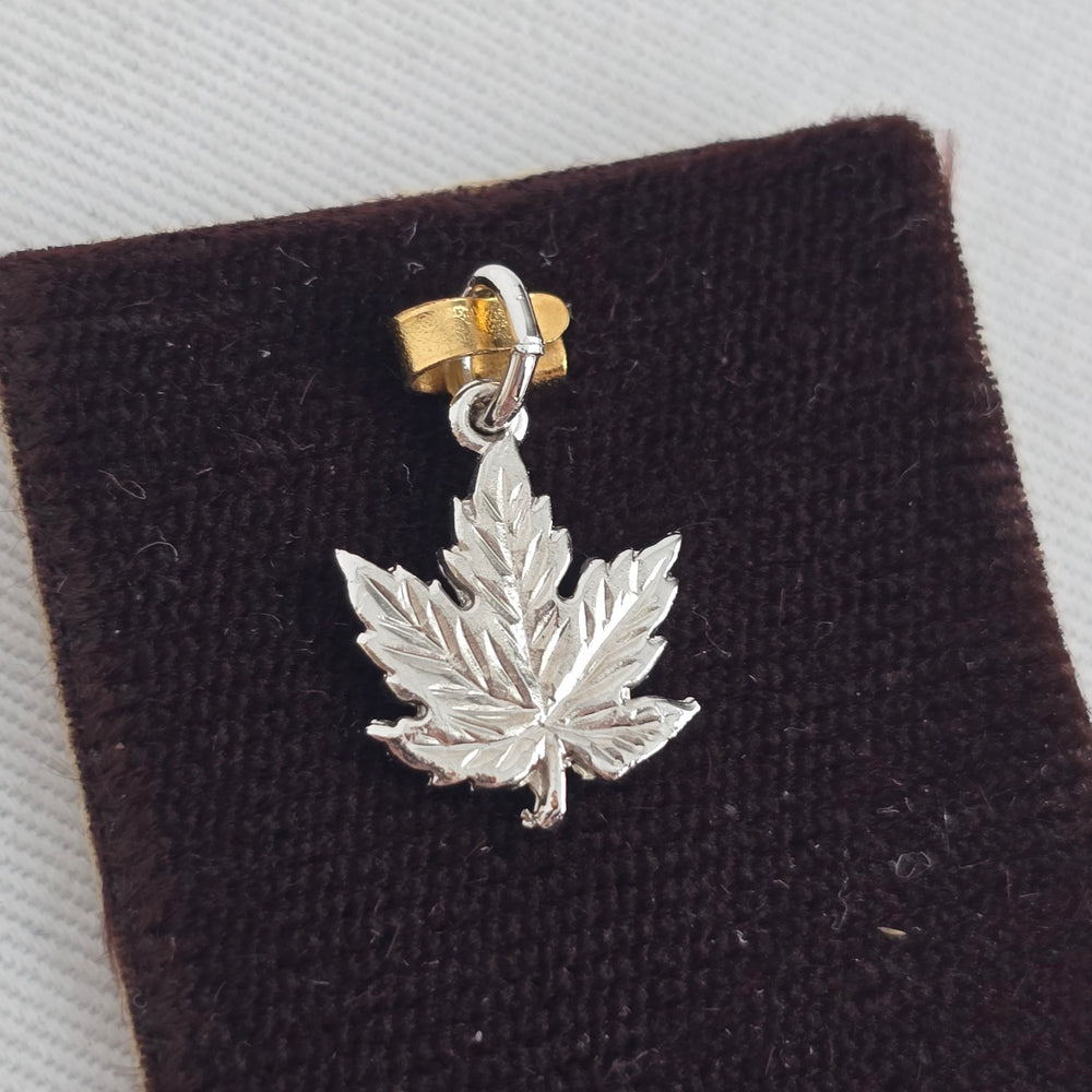 Vintage AT Sterling Silver Maple Leaf Pendant Charm