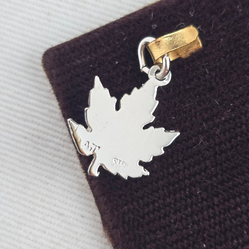 Vintage AT Sterling Silver Maple Leaf Pendant Charm