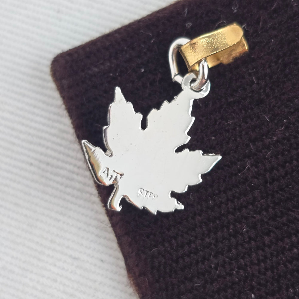 Vintage AT Sterling Silver Maple Leaf Pendant Charm