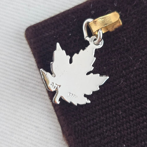 Vintage AT Sterling Silver Maple Leaf Pendant Charm