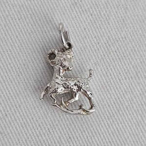Vintage Sterling Silver Ram Goat Bracelet Charm Pendant Aries Zodiac Animal