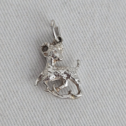 Vintage Sterling Silver Ram Goat Bracelet Charm Pendant Aries Zodiac Animal