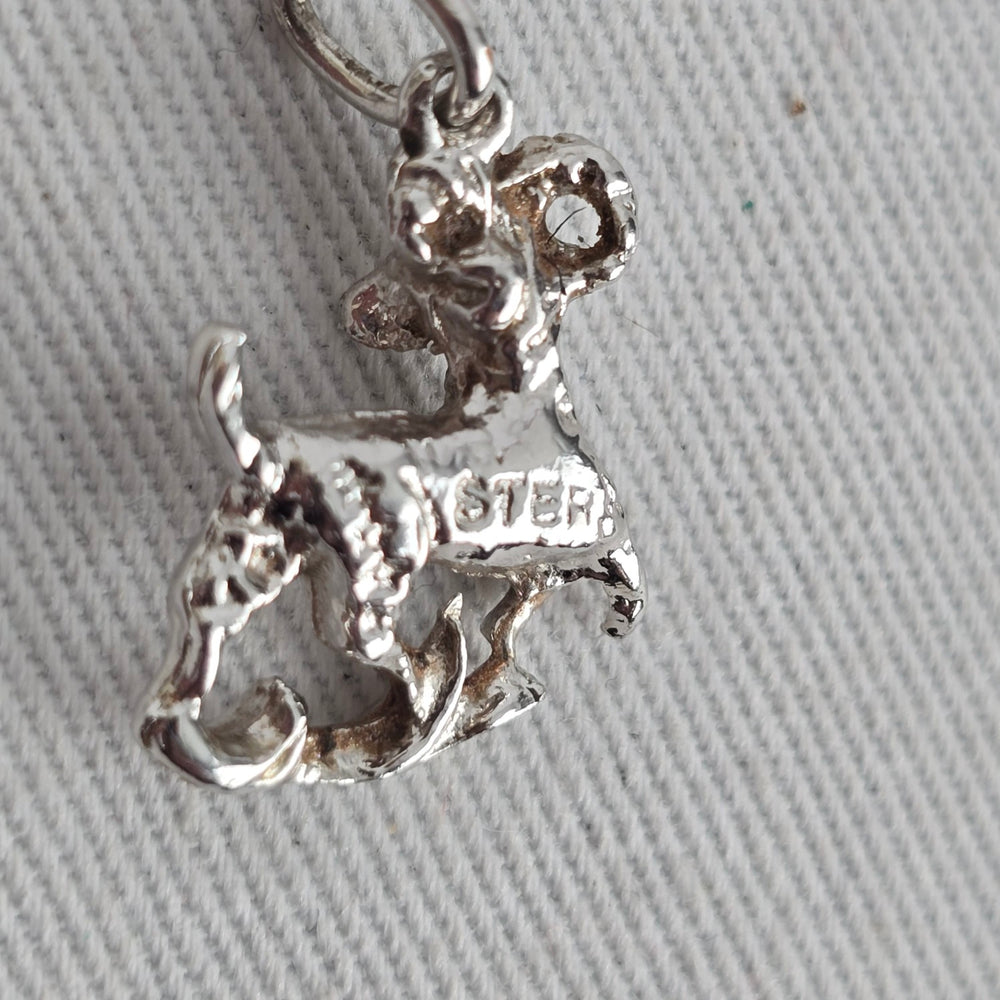 Vintage Sterling Silver Ram Goat Bracelet Charm Pendant Aries Zodiac Animal