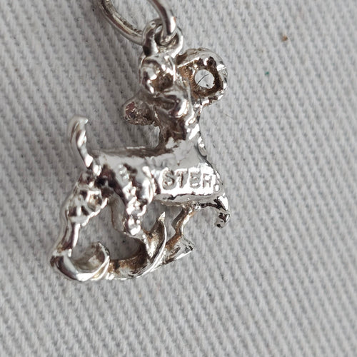 Vintage Sterling Silver Ram Goat Bracelet Charm Pendant Aries Zodiac Animal