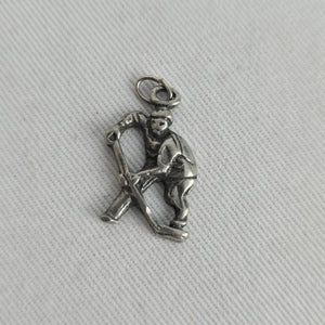 Vintage Sterling Silver Hockey Player Bracelet Charm Pendant