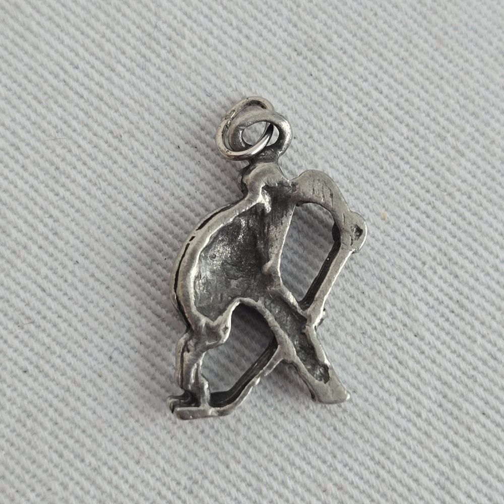 Vintage Sterling Silver Hockey Player Bracelet Charm Pendant