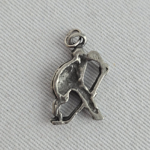 Vintage Sterling Silver Hockey Player Bracelet Charm Pendant