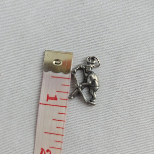 Vintage Sterling Silver Hockey Player Bracelet Charm Pendant
