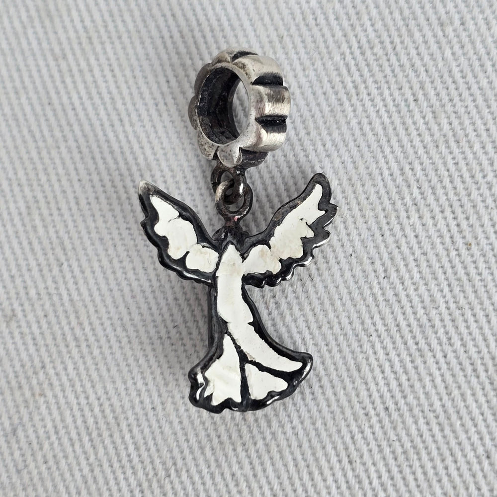 Sterling Silver 925 Angel Crystal Dangle Charm Pendant Figural Jewelry