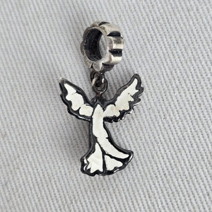 Sterling Silver 925 Angel Crystal Dangle Charm Pendant Figural Jewelry
