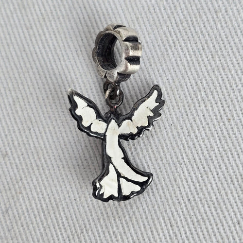 Sterling Silver 925 Angel Crystal Dangle Charm Pendant Figural Jewelry