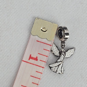 Sterling Silver 925 Angel Crystal Dangle Charm Pendant Figural Jewelry