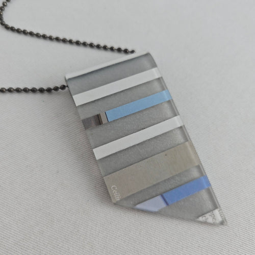 Color By Amber Geometric Striped Resin Pendant Necklace Ball Chain Jewelry