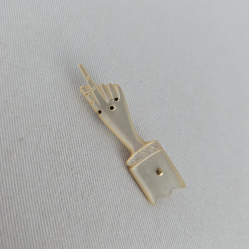 Late Victorian Hand Carved Mother of Pearl Guiding Hand Mourning Brooch 1890s
