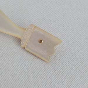 Late Victorian Hand Carved Mother of Pearl Guiding Hand Mourning Brooch 1890s