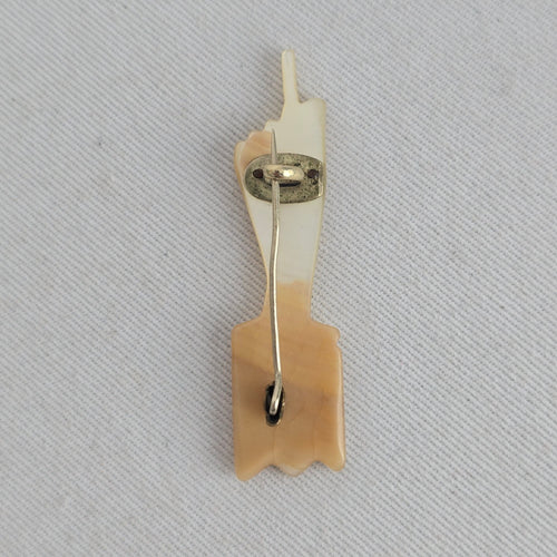 Late Victorian Hand Carved Mother of Pearl Guiding Hand Mourning Brooch 1890s