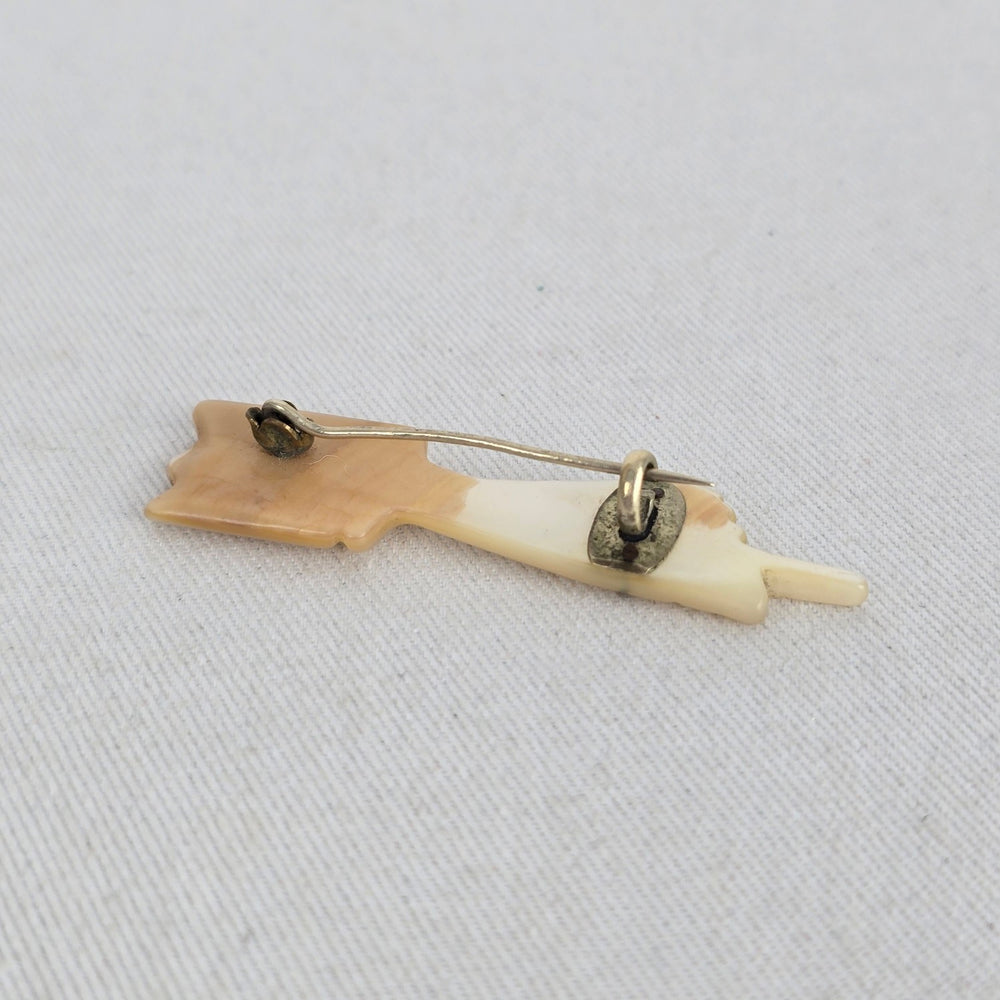 Late Victorian Hand Carved Mother of Pearl Guiding Hand Mourning Brooch 1890s