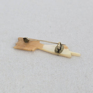 Late Victorian Hand Carved Mother of Pearl Guiding Hand Mourning Brooch 1890s