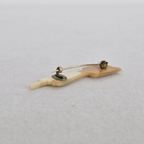 Late Victorian Hand Carved Mother of Pearl Guiding Hand Mourning Brooch 1890s