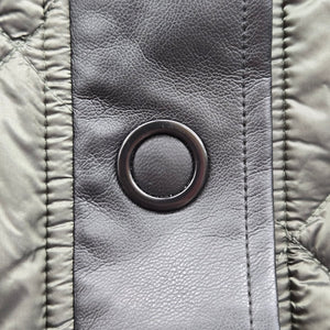 Charlie B Olive Green Diamond Quilted Long Coat Black Trim Snap Front Jacket Size XL