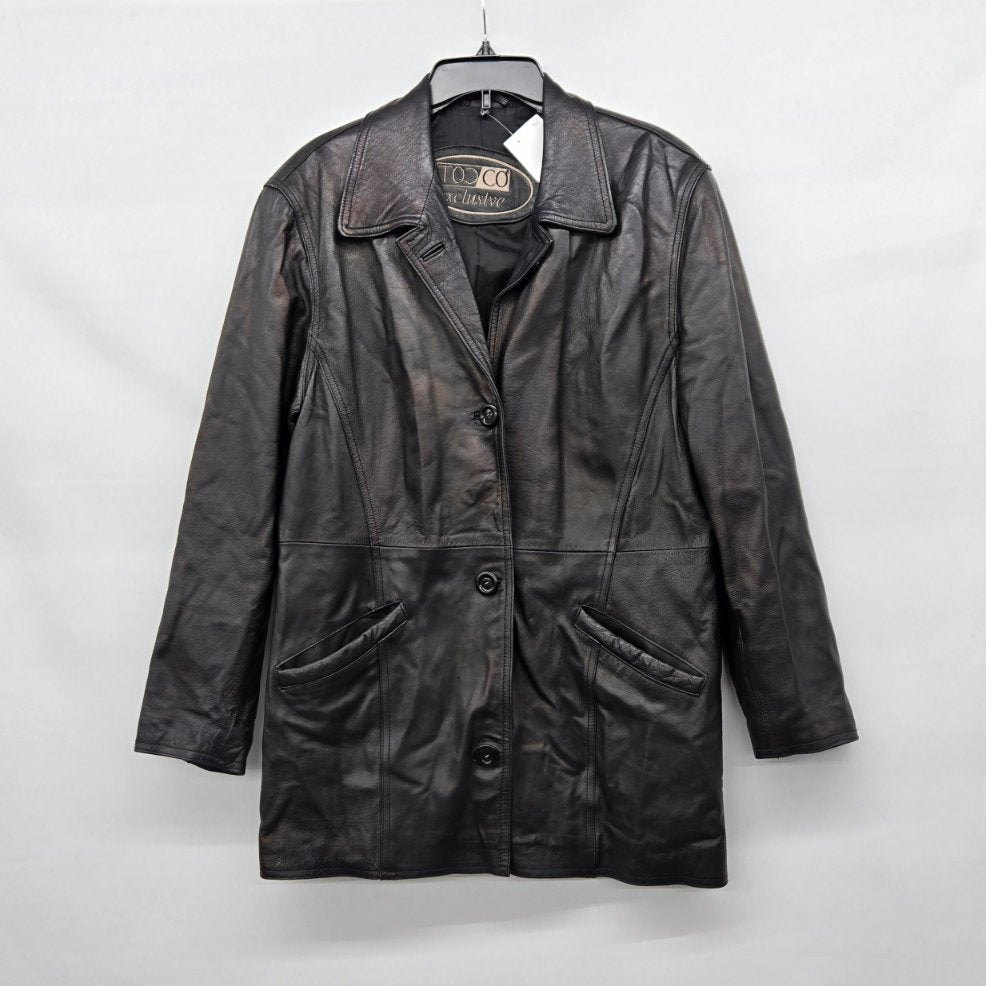 Vintage Tooco Exclusive Black Leather Jacket - Size 40