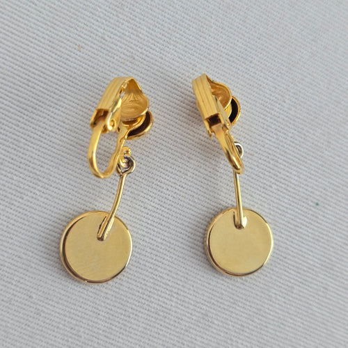 Vintage Gold Tone Mother of Pearl Necklace & Earring Set Pendant Jewelry