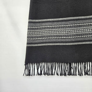 Ricki’s Black Wool Blend Maxi Skirt Fringe Hem Geometric Stripe -  Size 4