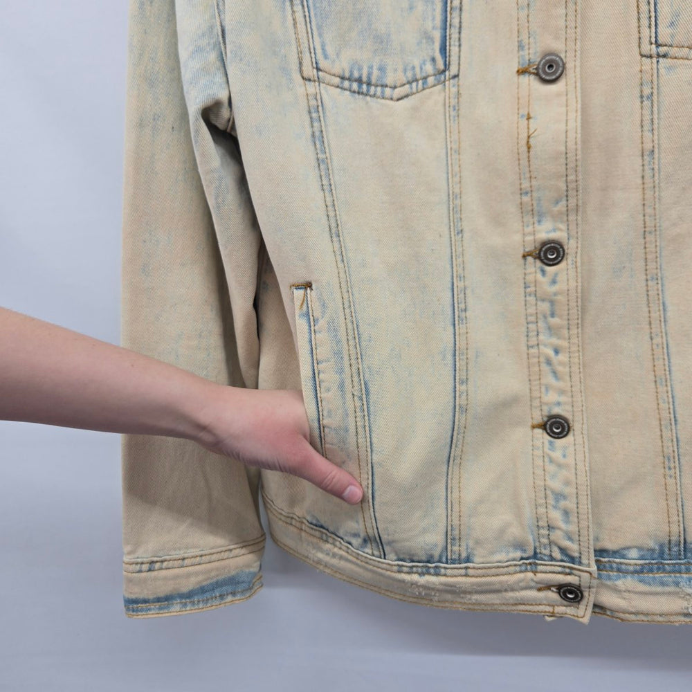 Vintage Boomboom Jeans Light Wash Denim Jacket with Pop Art Graphic Size L