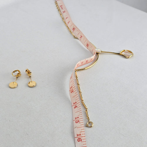 Vintage Gold Tone Mother of Pearl Necklace & Earring Set Pendant Jewelry