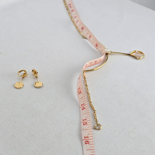 Vintage Gold Tone Mother of Pearl Necklace & Earring Set Pendant Jewelry