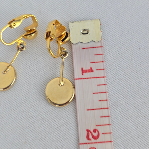 Vintage Gold Tone Mother of Pearl Necklace & Earring Set Pendant Jewelry