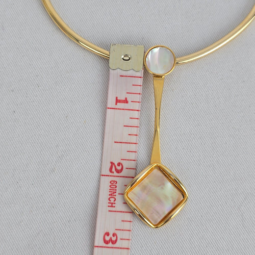 Vintage Gold Tone Mother of Pearl Necklace & Earring Set Pendant Jewelry