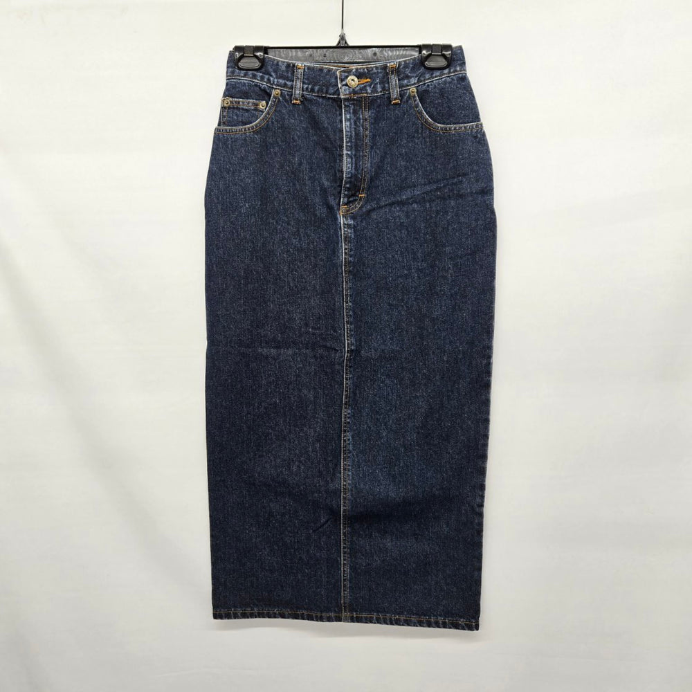 Vintage Denver Hayes Dark Blue Denim Midi Skirt Size 4